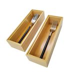 ROLiGHTiC Wooden Bamboo Kitchen Drawer Organizer Box, Stackable Tray Utensil Organizer for Office, Cabinets, Shelves, Pantry, or Bathroom Counter, Drawer Dividers for Silverware Set of 2, 9x3x2 inch