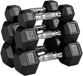 MAGMA 5-15 LB Premium 60-Pound Rubber Hex Dumbbell Set