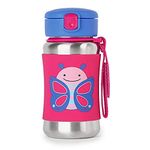 Skip Hop Zoo Stainless Steel Straw Bottle Butterfly Printed - 350 Ml