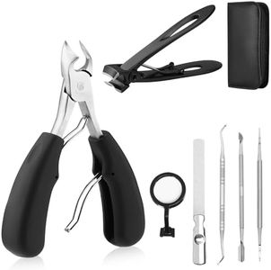 Navaris Juego de Alicates Uñas Pies - 7en1 Kit de Pedicura para Pies con Cortauñas Pies Profesional - Ideal para Uñas Gruesas y Personas Mayores - Estuche Pedicura Pies