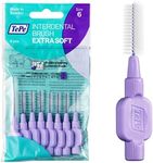 TEPE Interdental Brush Extra Soft, Supersoft Dental Brush for Teeth Cleaning, Pack of 8, 1.1 mm, Large Gaps, Purple, Size 6