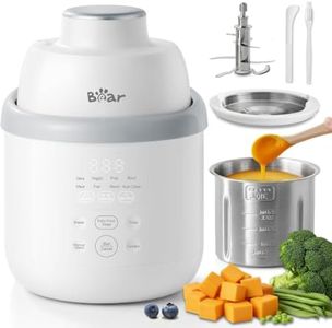 Bear NutriEase AllStage Stainless Steel Baby Food Maker Steamer and Blender, Truly OneStep Baby Food Processor Puree Maker Grinder Mills, Auto Cooking&Grinding for Healthy Homemade Baby Food, BPA-Free