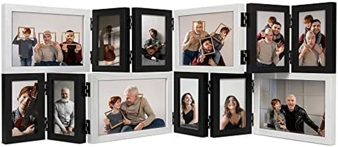SUMGAR Cornice portafoto Collage nero/bianco multiplo 10x15cm/4x6inch Cornice portafoto da tavolo con vetro HD trasparente Cornice portafoto commemorativa da tavolo moderna semplice e pieghevole