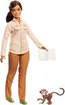 Barbie Wildlife Conservationist Doll, Brunette with Monkey and Notebook, Inspired by National Geographic for Kids 3 Years to 7 Years Old