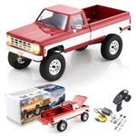 FMS 1/18 RC Crawler FCX18 Chevy K10 RC Truck RTR RC Car Official Licensed Model Car 8km/h 4WD 900mAh Hobby RC Cars Remote Control Car with LED Lights Vehicle 4-Ch 2.4GHz Transmitter(Red)
