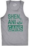 Mens ShenaniGains Funny Workout Saint Patricks Day T Shirt St Patty Shamrock Funny Workout Shirt for Men Saint Patrick's Day Tank Top for Men Funny Fitness Light Grey XL