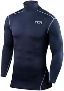 TCA Men Long Sleeve Compression Shirt, Athletic Workout Sports Undershirt Base Layer Top - Navy, XXL