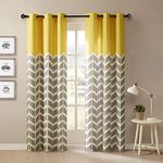 StyleWorth Polyresin Digital Printed Grommet Curtain (Yellow, 4 X 5 Feet) - Pack of 4, Washable