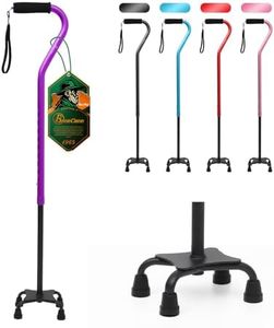 BeneCane Quad Cane Adjustable Walking Cane with Offset Soft Cushioned Handle for Men & Women Lightweight Comfortable with 4-Pronged feet for Extra Stability(Purple)