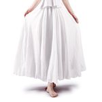 Aeslech Big Girls Cotton Long Maxi Skirts Casual Renaissance Fairy Boho Victorian Gothic Skirts White Tag 150-10-11Y