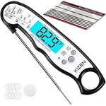 KIZEN Digital Meat Thermometer with Probe - Instant Read Food Thermometer for Cooking, Grilling, BBQ, Baking, Liquids, Candy, Deep Frying, and More - Black/White