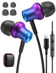 iMangoo Design for Apple Headphones MFi Magnetic Wired Earbuds HiFi Stereo Bass Headset Lightning Earphones with Microphone Volume Control for iPhone 14 Plus 13 Pro Max 12 Mini 11 10 XS XR Purple
