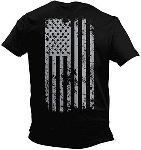 Haase Unlimited Silver American Flag - USA Patriotic Freedom Men's T-Shirt, Black - Back Print, 3X-Large