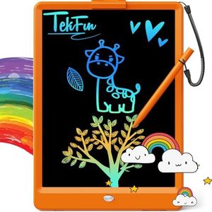 TEKFUN Toys for Kids10In LCD Writing Tablet, Magic Doodle Board with Anti-Lost Stylus, Mess Free Coloring Drawing Board, Travel Car Trip Toys Birthday Christmas Gift for 3 4 5 6 7 Girls (Orange)