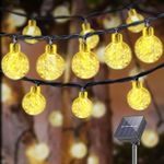 LQWELL® Solar Fairy Lights for Outdoor Garden, Solar Chain Light Crystal Balls 20 LED 5 m IP44 8 Modes Fairy Lights for Outdoor/Indoor Garden Patio Balcony Wedding Party Window (Warm White)