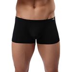 Panegy Men's Sculpting Boxer Underwear Breathable Simple Elastic Underwear Lingerie Comfortable Pure Colours Size M-XXL, Black, M