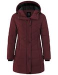 Wantdo Women's Fall Jackets Long Winter Parka Quilted Puffer Jacket Wine Red XL