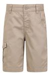 Mountain Warehouse Printed Kids Cargo Shorts - 100% Cotton Lightweight Summer Shorts, Breathable Running Shorts, Cosy Natural Fibres, Easy Care - for Hiking, Camping Beige 11-12 Years