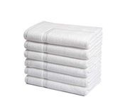 Amazon Basics Premium 100% Cotton Bath Towel Set - Pack of 6, 27 x 54 Inches, 600 GSM, White (Previously AmazonCommercial brand)