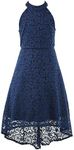 Bow Dream Boho Girls Lace Dress Sleeveless High-Low Party Occasions, Navy, 8