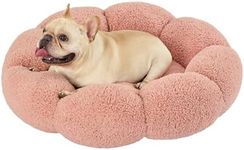 Lesure Calming Dog Bed for Small Medium Dogs - Donut Round Fluffy Puppy Bed in Teddy Sherpa Plush, Anti-Slip Cute Flower Cat Beds, Anti-Anxiety Pet Bed Fits up to 20-100 lbs, Machine Washable