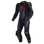 SHIMA APEX RS Motorbike Suit for Men - Leather 1-Piece Sport Racing Suit Ventilated with Shoulder & Knee Sliders, CE Back, Shoulder, Elbow Armor Pads, Reinforced Double Seams (48, Black/Red)