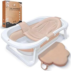 Baignoire Pliable Bébé FawnsLife - Baignoire Bébé sur Pied avec Siège Confortable et Tapis Genoux - Qualité Supérieure et Pratique pour Petits Espaces et Déplacements
