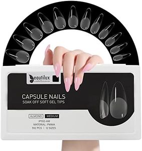 Beautilux Unghie Finte Acrilico, Medio Mandorla Tip Unghie Trasparente 552 Pezzi/scatola 12 Taglie, Soak-off Full Cover Tips Gel Per Manicure Da Casa E Saloni Unghie Saloni Di Bellezza Professionali