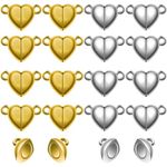 INDIKONB Magnetic Heart Charms 16 pcs Beads for Couple Bracelets | Love Forever Friendship Charms | Beads for Couple Jewelry Making, Love Couple Charms, Friendship Bracelets (Gold & Silver)