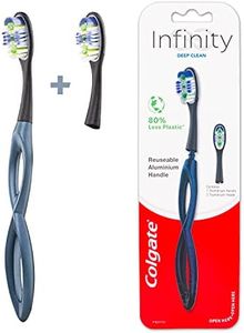 Colgate Infinity Deep Clean Manual Toothbrush Starter Kit, Soft Bristles Replaceable Head, Aluminium Handle