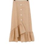 JANAK Knee Length Cotton Check Skirt (Caramel/White)