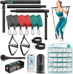 Repston Pilates Bar Kit with Resistance Bands - Home Gym Equipment - Workout Equipment for Women and Men - Pilates Equipment with Adjustable Resistance Bands (Straight, Black)