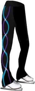JoyCan Figure Skating Pants for Girls, Black Training Clothes for Children to Wear While Skating, Blue, 6-8 Years