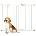 PawHut Dog Gate Stair Gate Pressure Fit Pets Barrier Auto Close for Doorway Hallway, 74-100cm Wide Adjustable, White