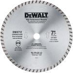 DEWALT Diamond Blade for Block and Brick, Dry/Wet Cutting, Continuous Rim, 7-Inch (DW4712)