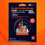 Preloaded Orange Travel Sim Card Now with 30GB of 4G Data, Unlimited Calls & Texts in Europe, 120 mins + 1000 SMS from Europe to Worldwide (Lasts for 14 Days). Tethering Allowed