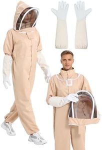 BEE SUIT Sting Proof for Men and Women - Full Body Beekeeping Suit with Detachable Fencing Veil and Goatskin Gloves, Ventilated Lightweight Beekeeper Suit for Honey Harvest & Hive Inspection(XXL)