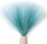 Dekorly 4Pcs Faux Pampas Grass, Artificial Pampas Grass Decor Fluffy Small Pampas Grass Flower Arrangement and Vase Filler for Boho Home Wedding Mothers Day Decoration (Set of 4, Light Blue)