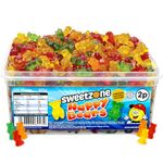 Sweetzone Happy Bears Halal Sweets Tub, 805g 350pcs Gummy Bears Sweets Bulk, Retro Sweets, Jelly Sweets, Wine Gums, Sweet Box, Bulk Sweets Candy for Sweet Bags, Sweet Tub Delight for Bulk Candy Lovers