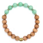 EDMIRIA Sandalwood Chandan Round Beads 8mm Semi Precious Chakra Stones Yoga Meditation Astrological Handmade Elastic Stretchable Bracelet for Men and Women (Green Aventurine2-Heart Chakra)