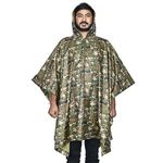 HACER Raincoat Poncho with Hood Water Resistant Rainwear Military Print Barsaati for Outdoor Travel Men Women