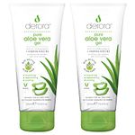 Aloe Vera Gel by Derora | Contains 100% Pure, Organic & Natural Bio Active Aloe Ingredients | for Healing, Soothing & Hydrating the Skin, Face & Body | Cruelty Free & Vegan (200ml (Pack of 2))