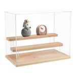 NBEADS 2-Tier Clear Display Case Acrylic Box, 31.8x18x25cm Wooden Tiered Organizer Case Dustproof Showcase Countertop Display Case for Crafts Show Storage Collectible Mini Action Figure