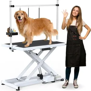 YITAHOME 50" Electric Dog Grooming Table Professional Heavy Duty Pet Grooming Table for Dogs at Home, Aluminium Adjustable Overhead Arm & Tool Organizer, Large Pet Grooming Station White