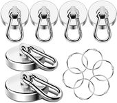 MIKEDE Magnetic Hooks Heavy Duty, 150LB Strong Swivel Neodymium Magnets with Magnetic Carabiner Hooks, Powerful Magnet Hooks for Hanging, Cruise Ship, Curtain, Home, Workplace - 6 Pack