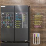 JJPRO Non-Magnetic Dry Erase Calendar for Fridge-Reusable Monthly&Weekly Planning Board and Blank Clear Board Bundle for All Smooth Surfaces. Clear Reusable Board Sticks to Fridge,Wall,Door&Glass