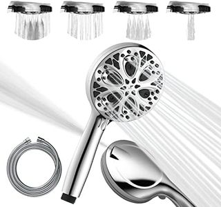 SparkPod Shower Head and Hose Set - High Pressure Showerhead with 10 Spray Settings - Luxury 5" Handheld High Power Shower Heads with High Pressure Jets - Polished Chrome (No Filter)