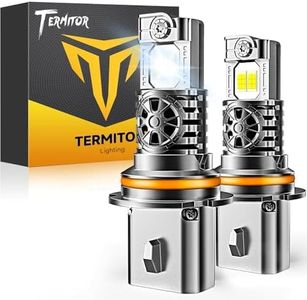 Termitor 80,000LM 9007/HB5 Light Bulbs, 1500% Brighter, 70K+ Hours Lifespan, 1:1 Mini Size, Canbus Ready No Flickering, 6500K Cool White, IP68 Waterproof, 3Min+ Plug and Play, Pack of 2