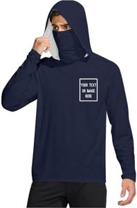 Hooded Rash Guard Men Custom Fishing Hoodies for Long Sleeve UPF 50+ Sun Shirt Personalized Your Own Design Cooling Hoodie Construction Work Shirts Lightweight 01#,Navy,XX-Large