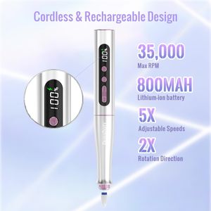 Denabuty Cordless Nail Drill – 35,000 RPM Electric Manicure Tool